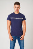 SILVER STRIPE NAVY T-SHIRT