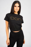 DON RIVET BLACK CROPPED T-SHIRT