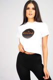 DON SEQUIN WHITE CROPPED T-SHIRT