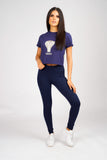 DON SNAKE NAVY CROPPED T-SHIRT
