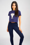 DON SNAKE NAVY CROPPED T-SHIRT