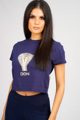DON SNAKE NAVY CROPPED T-SHIRT