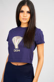 DON SNAKE NAVY CROPPED T-SHIRT