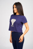 DON SNAKE NAVY CROPPED T-SHIRT