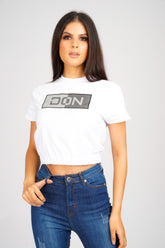 DON 50/50 WHITE CROPPED T-SHIRT