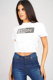 DON 50/50 WHITE CROPPED T-SHIRT
