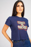DON FAMILY IS SACRED NAVY CROPPED T-SHIRT