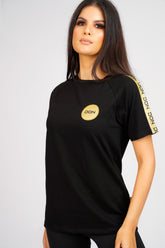 DON TAPE DETAIL BLACK T-SHIRT
