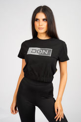 DON 50/50 BLACK CROPPED T-SHIRT