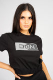 DON 50/50 BLACK CROPPED T-SHIRT
