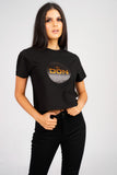 DON SEQUIN BLACK CROPPED T-SHIRT