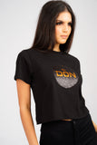 DON SEQUIN BLACK CROPPED T-SHIRT