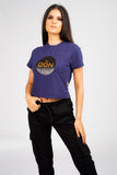 DON SEQUIN NAVY CROPPED T-SHIRT