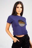 DON SEQUIN NAVY CROPPED T-SHIRT