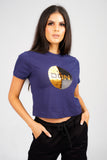 DON SEQUIN NAVY CROPPED T-SHIRT