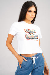 DON FAMILY IS SACRED WHITE CROPPED T-SHIRT