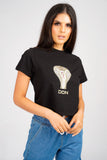 DON SNAKE BLACK CROPPED T-SHIRT