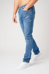 DON LIGHT DENIM JEANS WITH GOLD PLATED BADGE - Don Jeans
