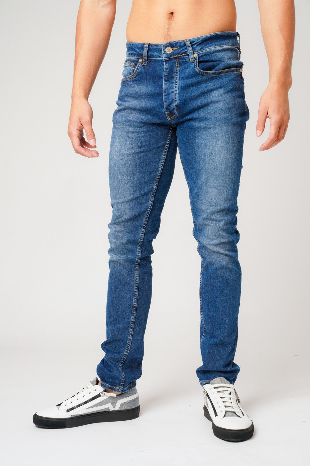 DON DARK DENIM JEANS WITH GOLD PLATED BADGE - Don Jeans