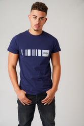 SUEDE BARCODE NAVY T-SHIRT