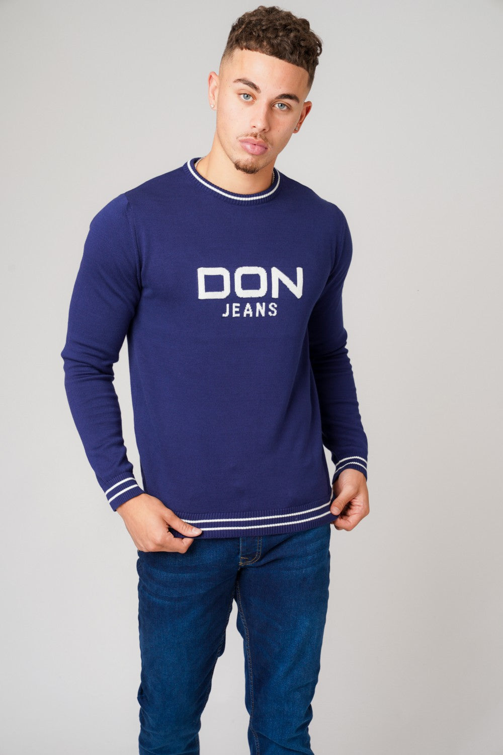 DON JEANS KNITWEAR NAVY & WHITE - Don Jeans