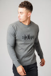DJ KNITWEAR GREY MARL AND BLACK - Don Jeans