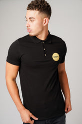 DON PLAQUE BLACK POLO T-SHIRT