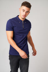 DON ZIP NAVY POLO T-SHIRT - Don Jeans