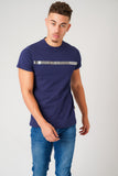 SILVER STRIPE NAVY T-SHIRT