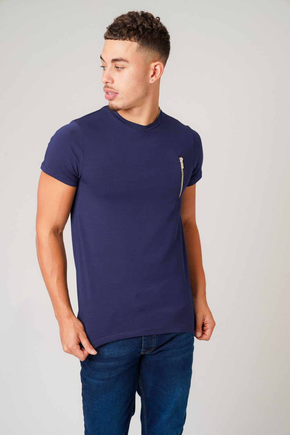 ZIP NAVY T-SHIRT