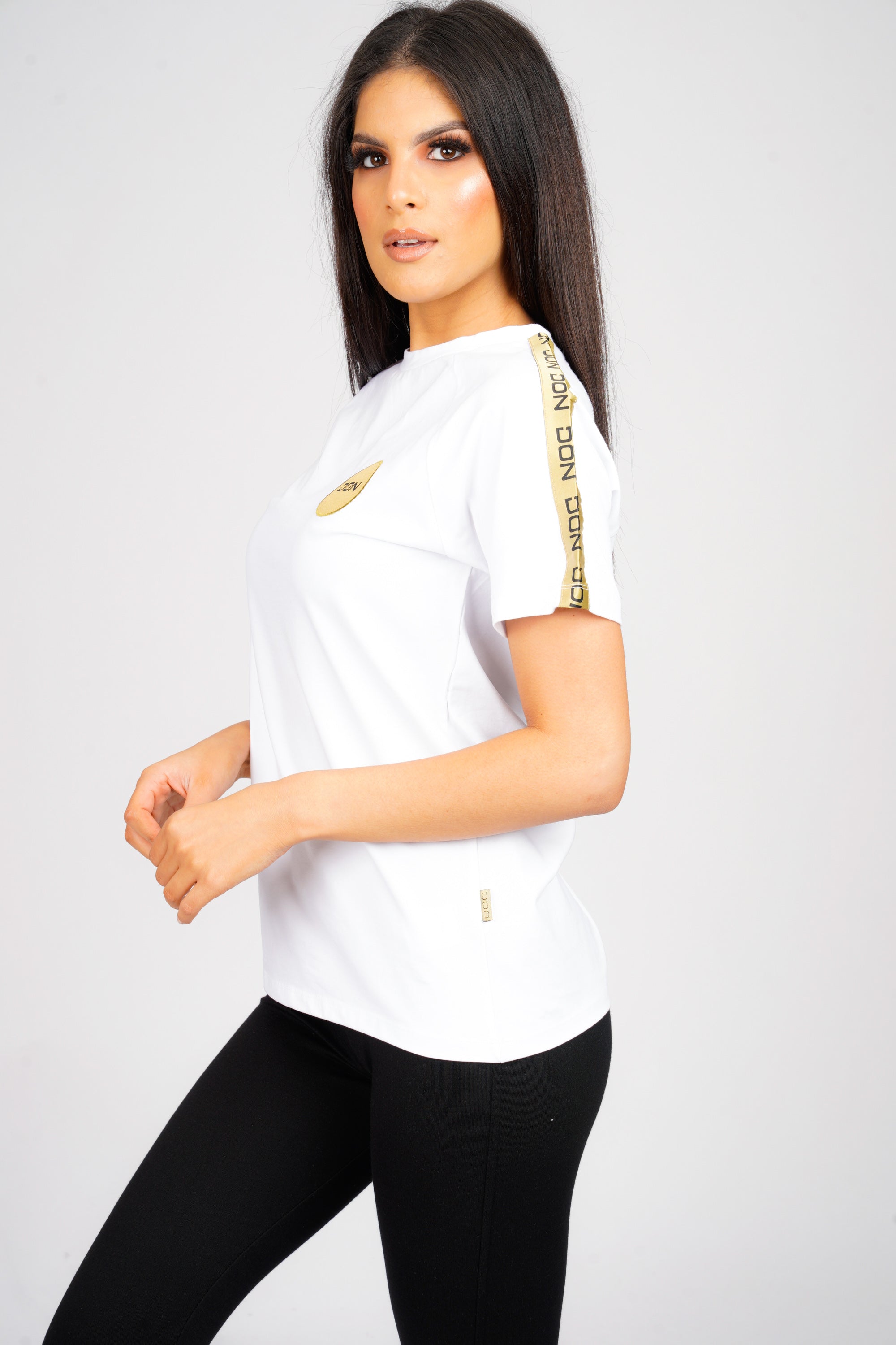 DON TAPE DETAIL WHITE T-SHIRT