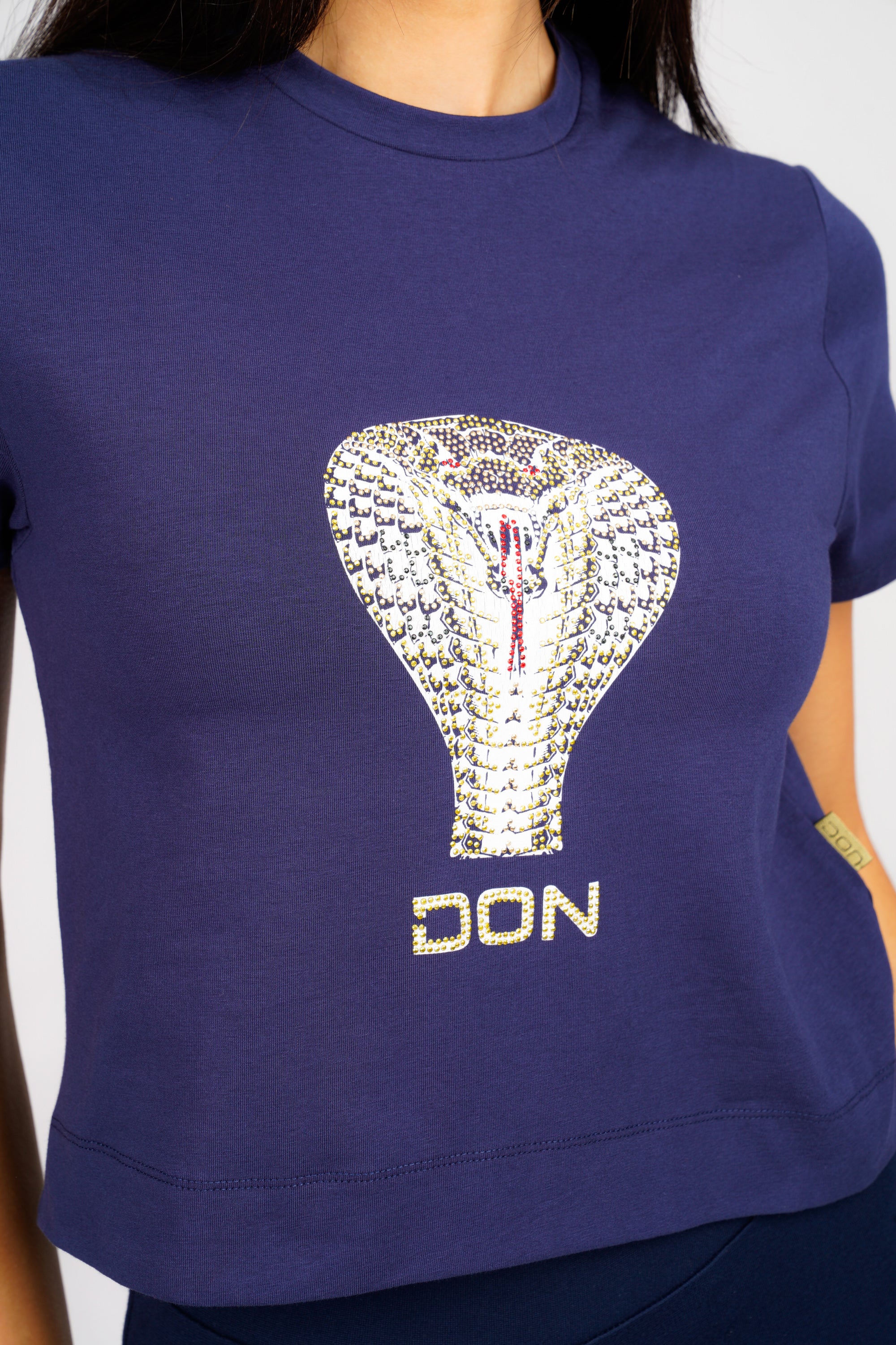 DON SNAKE NAVY CROPPED T-SHIRT
