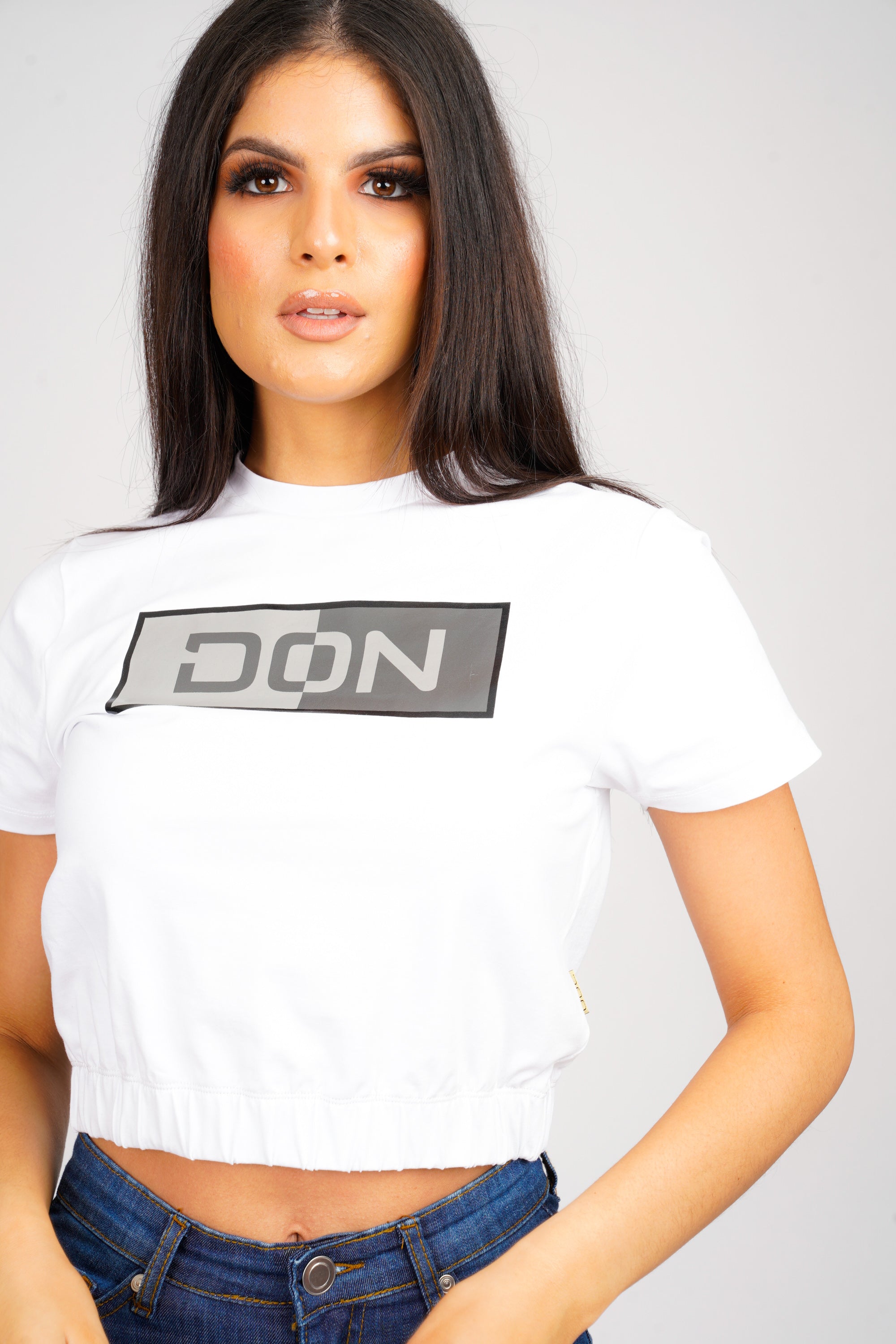 DON 50/50 WHITE CROPPED T-SHIRT