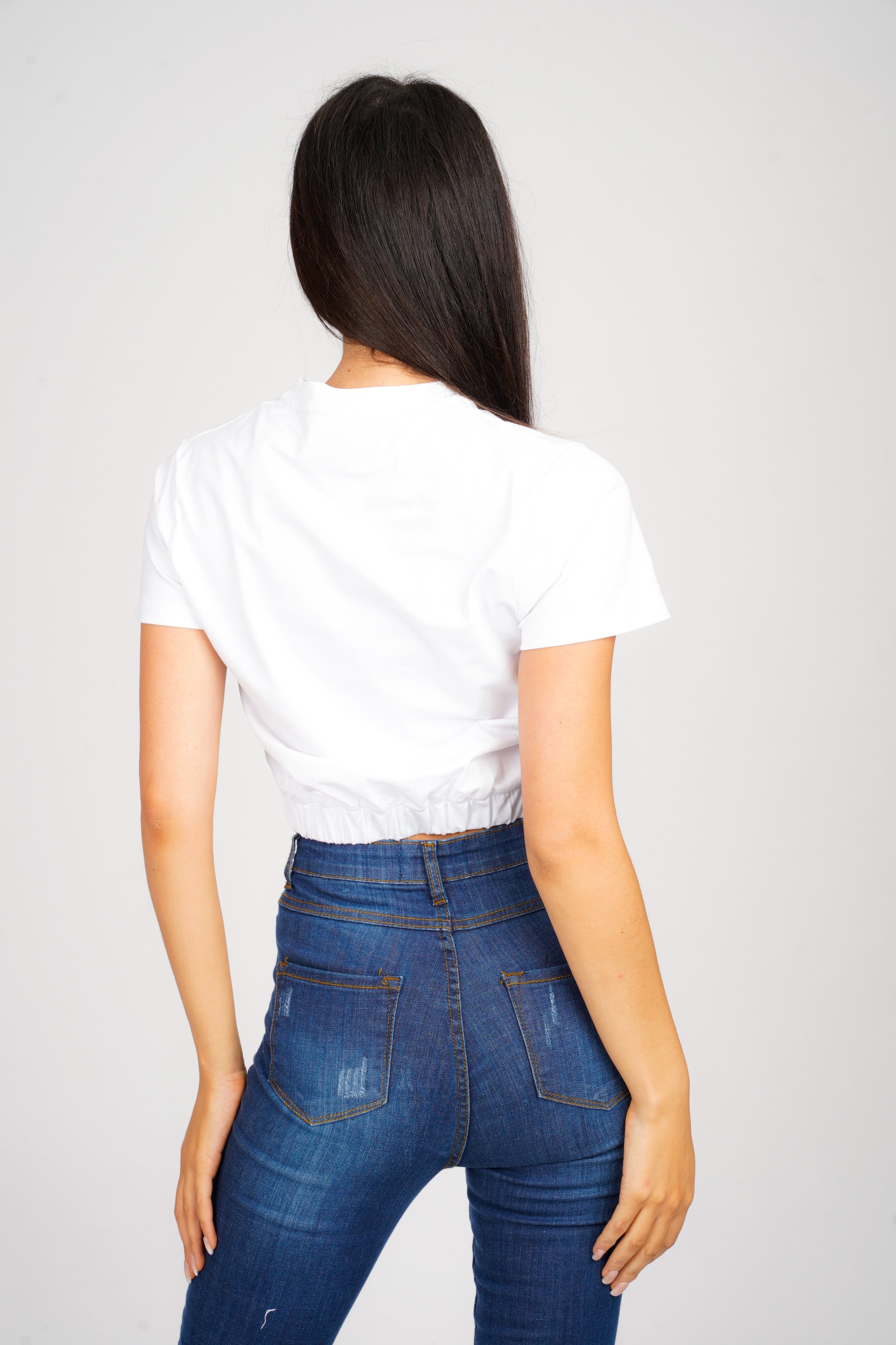 DON 50/50 WHITE CROPPED T-SHIRT
