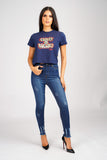 DON FAMILY IS SACRED NAVY CROPPED T-SHIRT