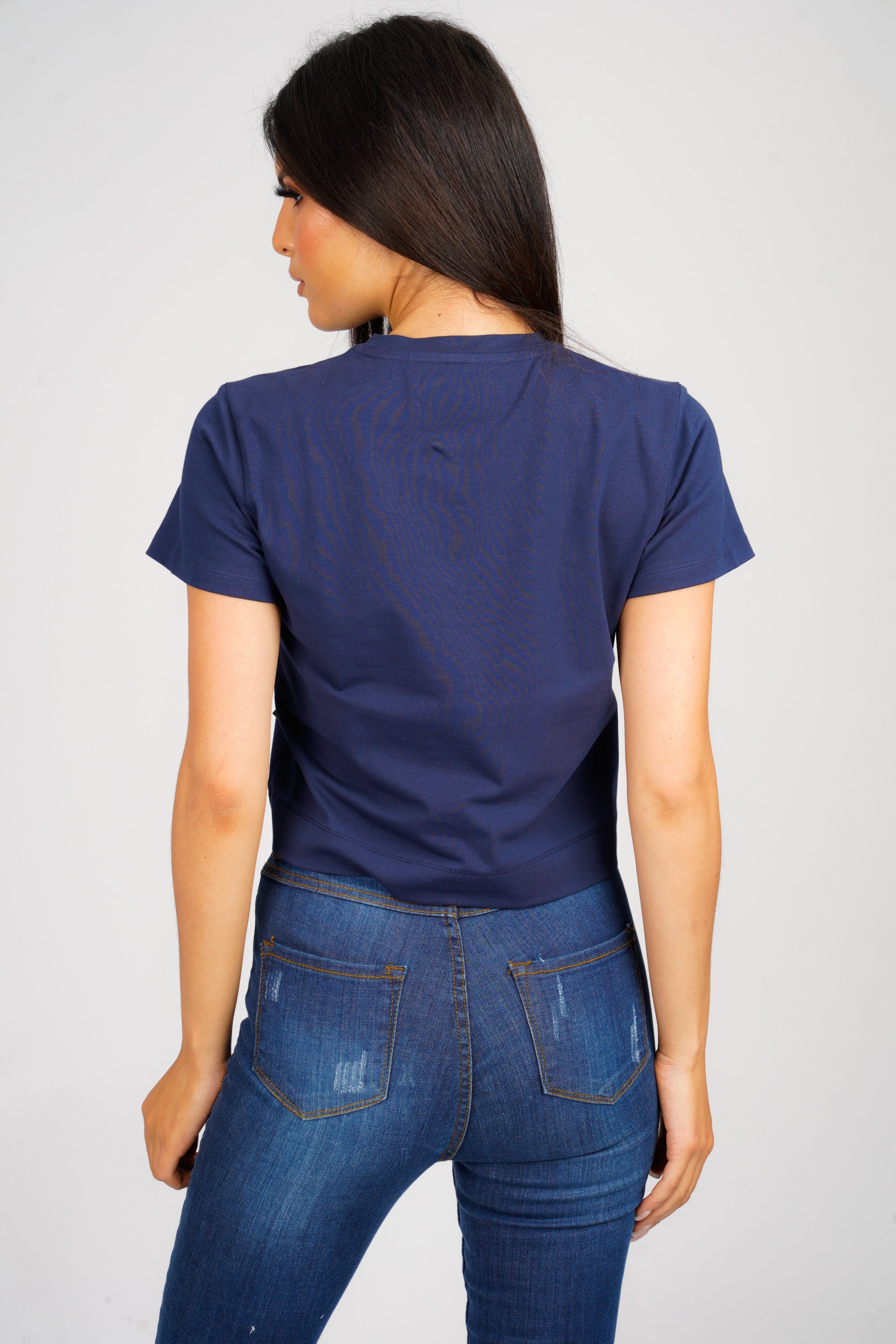 DON FAMILY IS SACRED NAVY CROPPED T-SHIRT