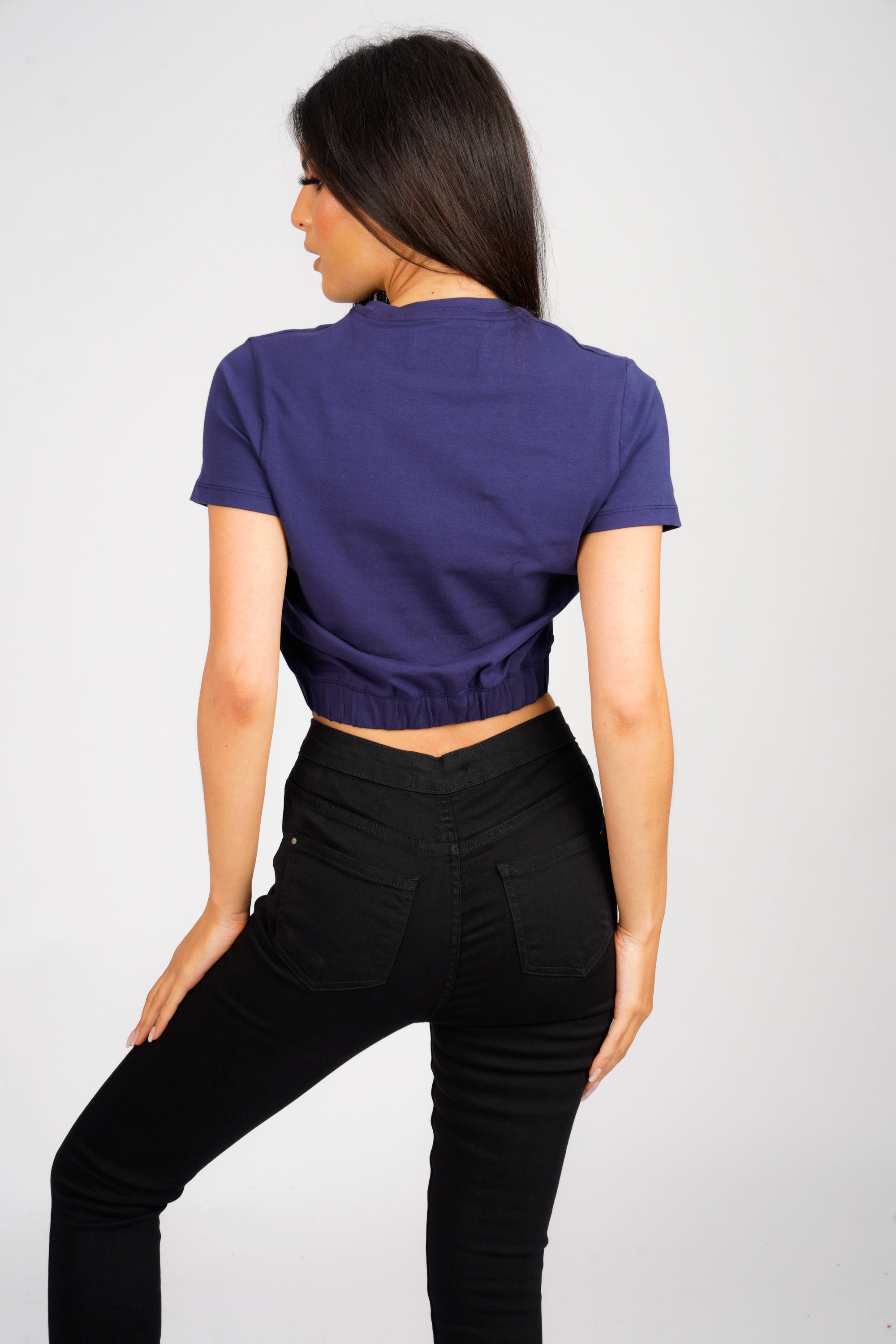DON 50/50 NAVY CROPPED T-SHIRT