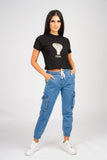 DON SNAKE BLACK CROPPED T-SHIRT
