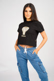 DON SNAKE BLACK CROPPED T-SHIRT