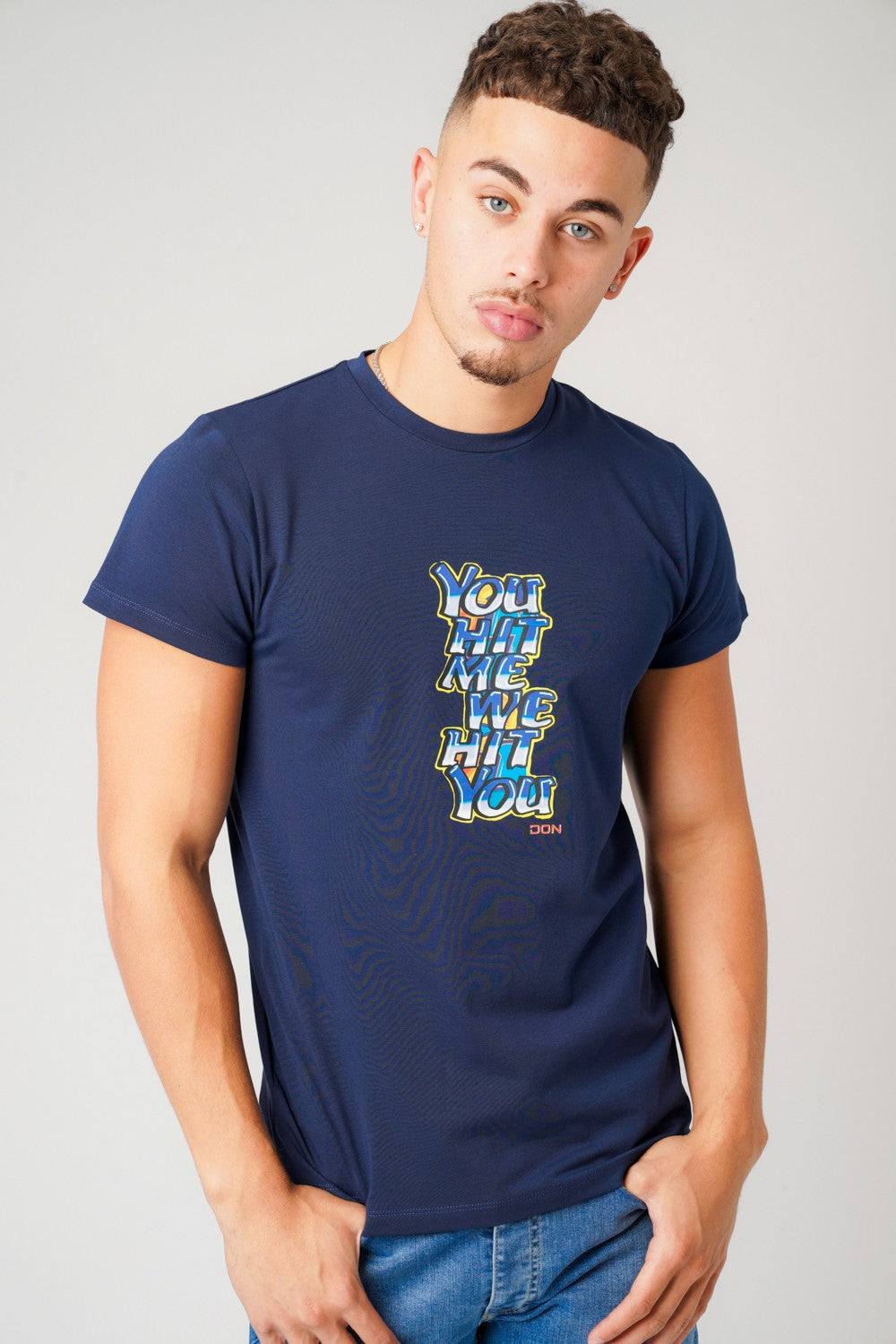 I HIT YOU NAVY T-SHIRT