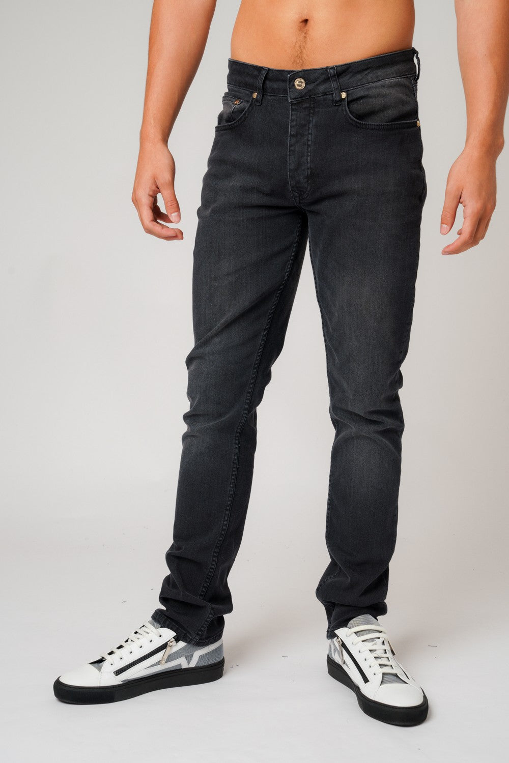 DON BLACK JEANS WITH GOLD PLATED BADGE - Don Jeans