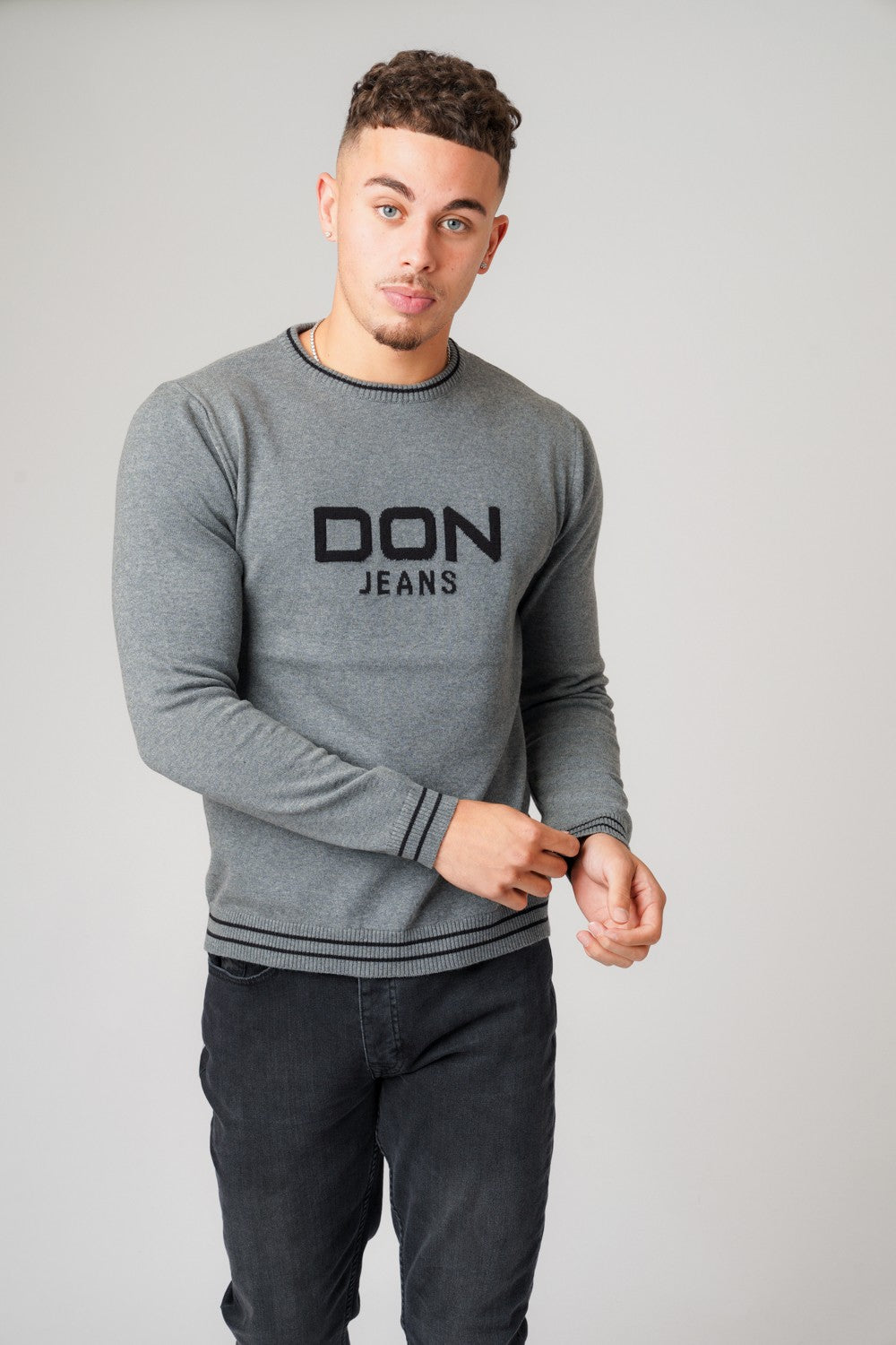 DON JEANS KNITWEAR GREY MARL & BLACK - Don Jeans