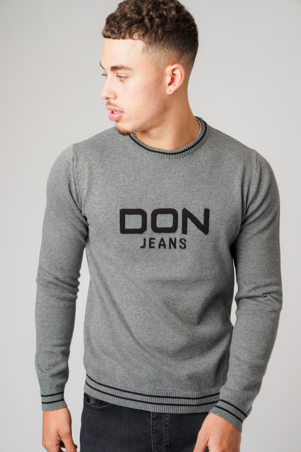 DON JEANS KNITWEAR GREY MARL & BLACK - Don Jeans