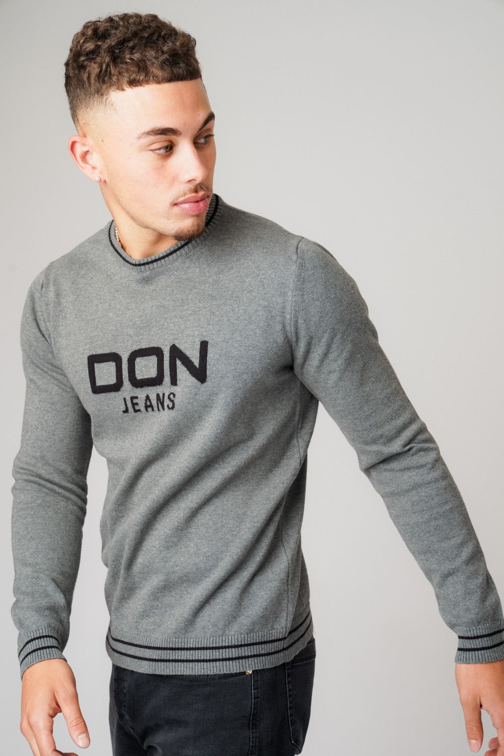 DON JEANS KNITWEAR GREY MARL & BLACK - Don Jeans