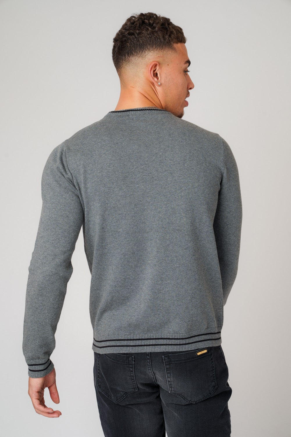 DON JEANS KNITWEAR GREY MARL & BLACK - Don Jeans