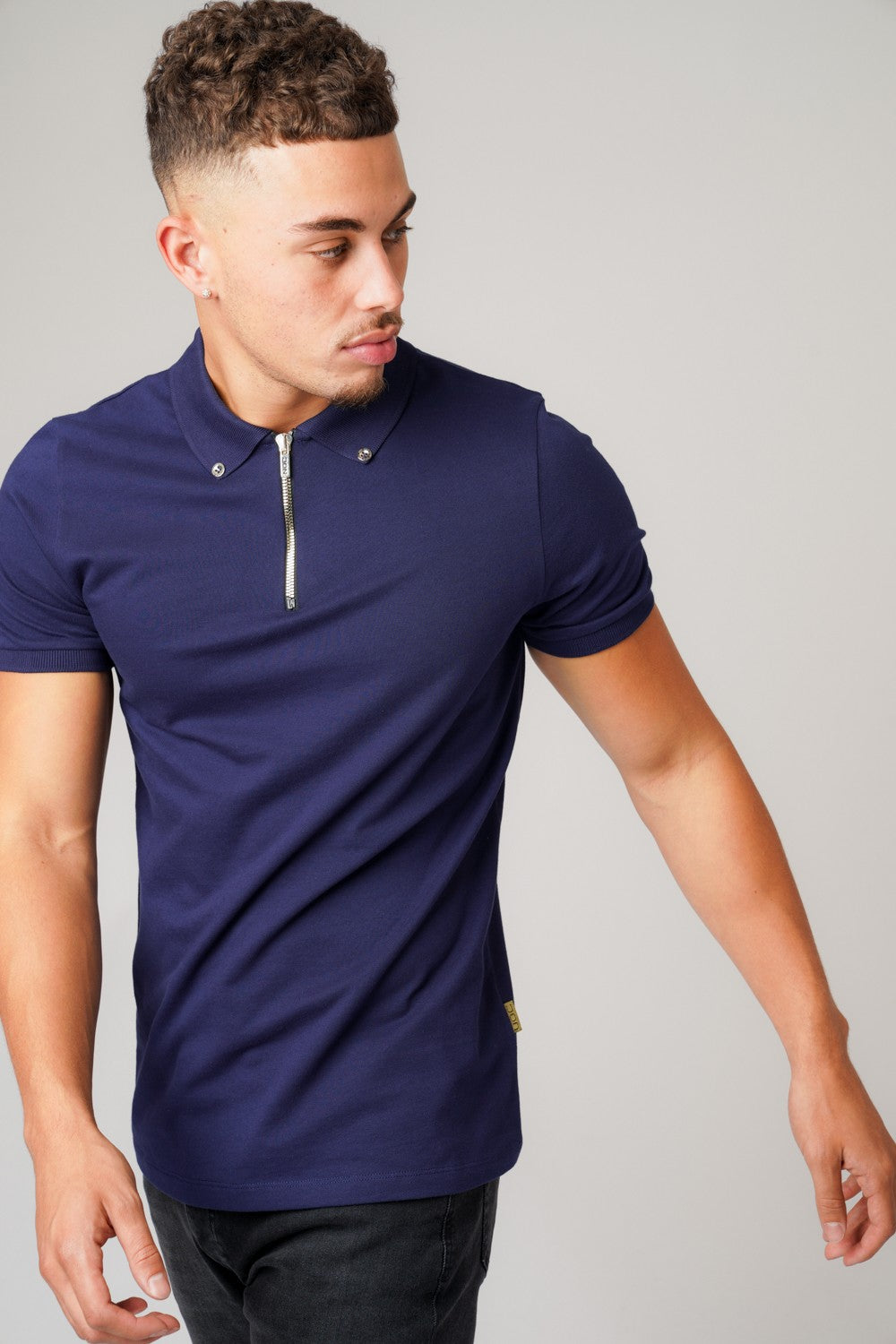 DON ZIP NAVY POLO T-SHIRT - Don Jeans