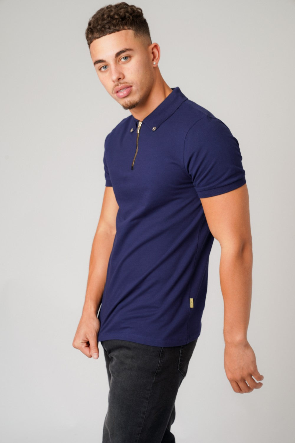 DON ZIP NAVY POLO T-SHIRT - Don Jeans